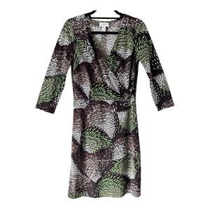 Ann Taylor Loft 3/4 Sleeve Faux Wrap Midi Dress Size 8